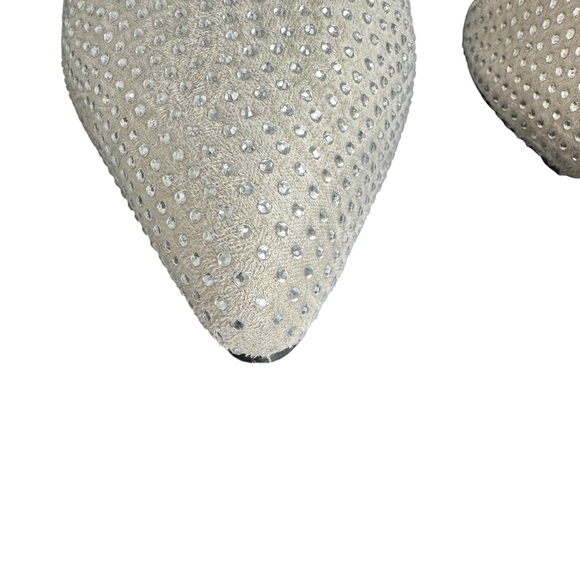 Rhinestone Heeled‎ Ankle Boots Pointed Toe Women's Size 10 Silver Gold Zipper - Picture 15 of 15